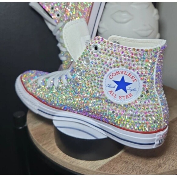 Bling Converse Shoes AB Rhinestones SIZE 9.5 - Picture 3 of 15
